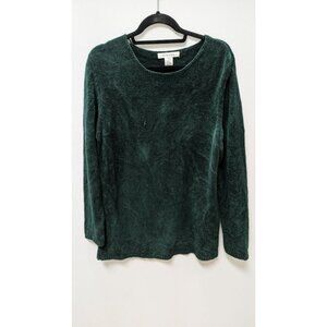 STRADA Dark Green Silk-Blend Knit Sweater